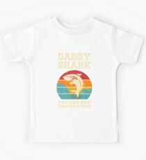 Daddy Shark Doo Doo Doo Vintage Fathers Day Dad Kids Tee