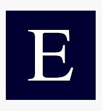 Navy Blue Basic Monogram E Photographic Print