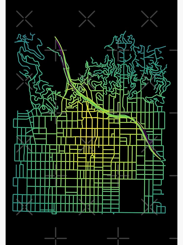 Hollywood, Los Angeles Colored Street Network Map Graphic by ramiro