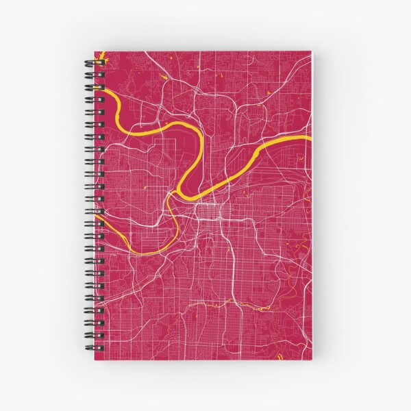 Kansas City Map In Chiefs Colors Spiral Notebook