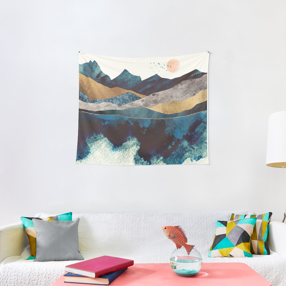 Blue Mountain Reflection Tapestry
