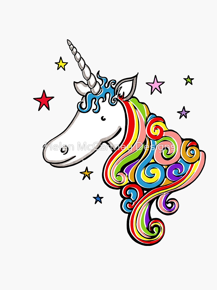 rainbow unicorn pattern 1 sticker by helenmccartney redbubble