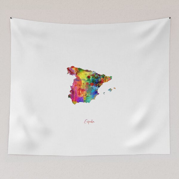 Item preview, Spain Watercolor Map designed and sold by ArtPrints.