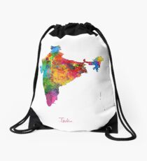 Indien Aquarell Karte Turnbeutel