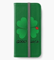 Good Luck - Four Leaf Clover with Ladybug iPhone Wallet/Case/Skin