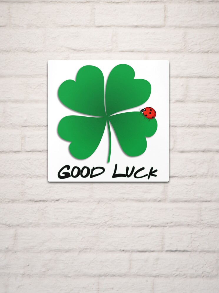 Good Luck - Four Leaf Clover with Ladybug | Metal Print