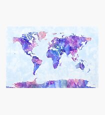 Map of the World Map Watercolor Painting Photographic Print