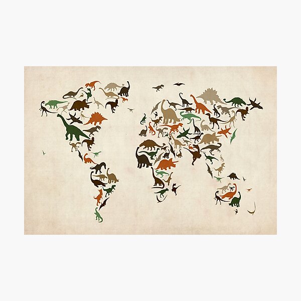 Item preview, Dinosaur Map of the World Map designed and sold by ArtPrints.