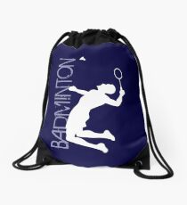 Mochila de cuerdas Jugando badminton. Silueta del hombre con la raqueta en la mano.