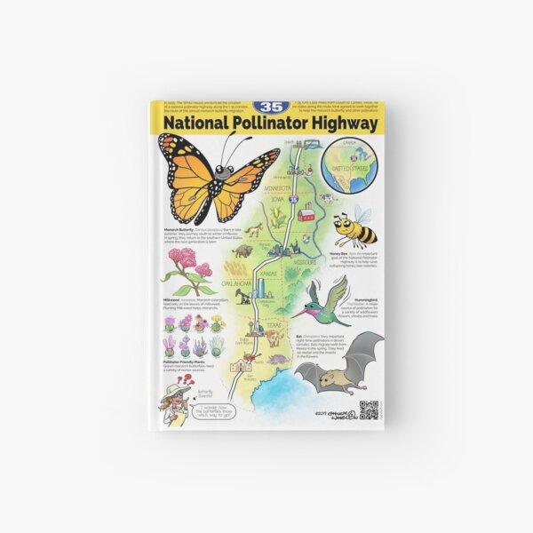 US National Pollinator Highway Map - I-35 Hardcover Journal
