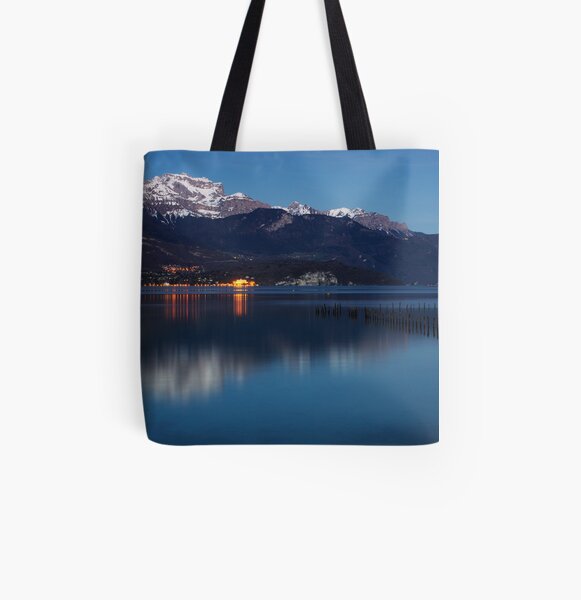 Nightfall on Annecy lake All Over Print Tote Bag
