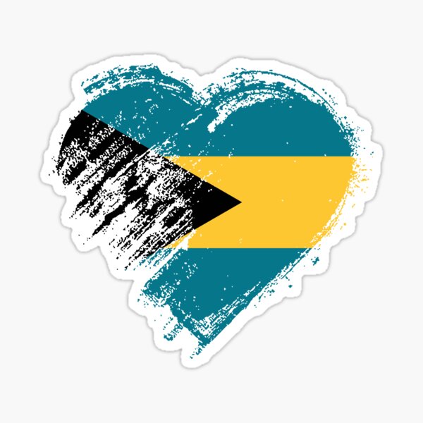 Grungy I Love Bahamas Heart Flag Sticker