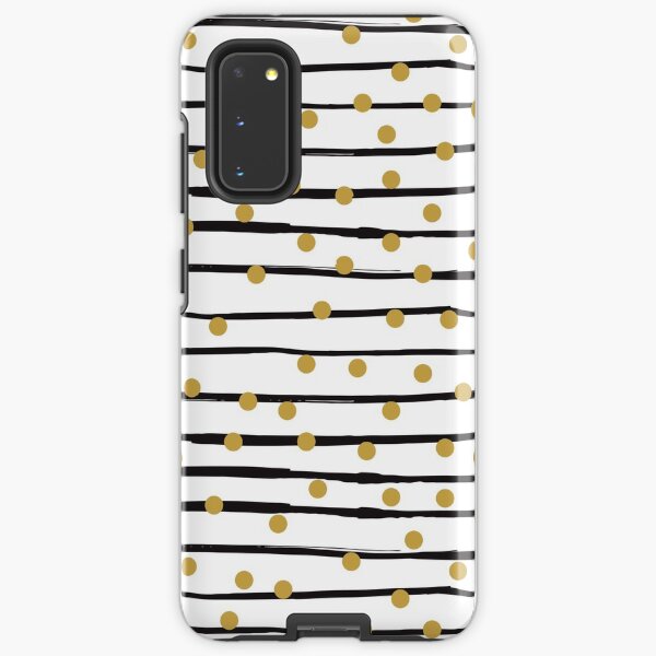 Modern black and gold hand drawn stripes dots pattern Samsung Galaxy Tough Case