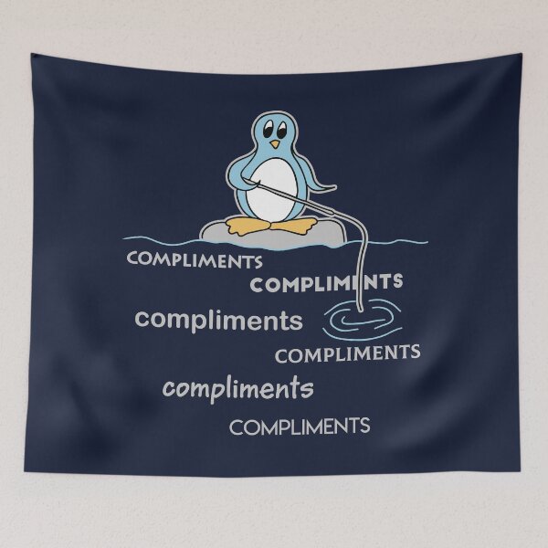 Item preview, Penguin Fishing for Compliments Metaphor Funny designed and sold by ironydesigns.