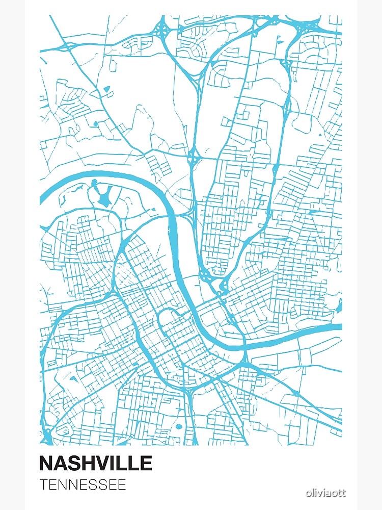 "Nashville Map Print" Framed Art Print for Sale by oliviaott Redbubble