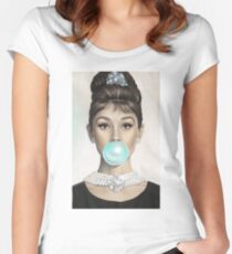 Camiseta entallada de cuello ancho chicle