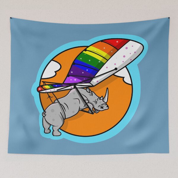Item preview, Rhinoceros flying a hang glider designed and sold by piedaydesigns.