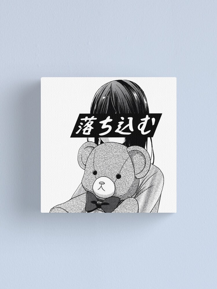 Depression Black And White Sad Japanese Anime Aesthetic Canvas Print By Poserboy Redbubble