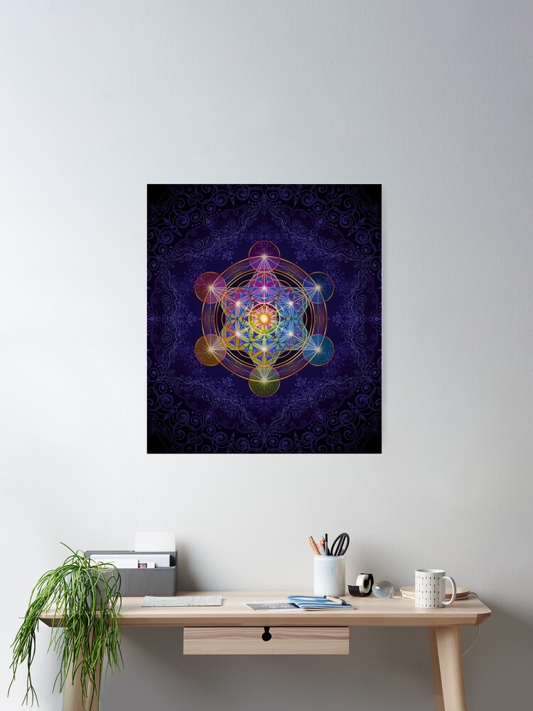 Thumbnail 1 of 3, Poster, Metatron's Cube Merkabah designed and sold by Lilyas.