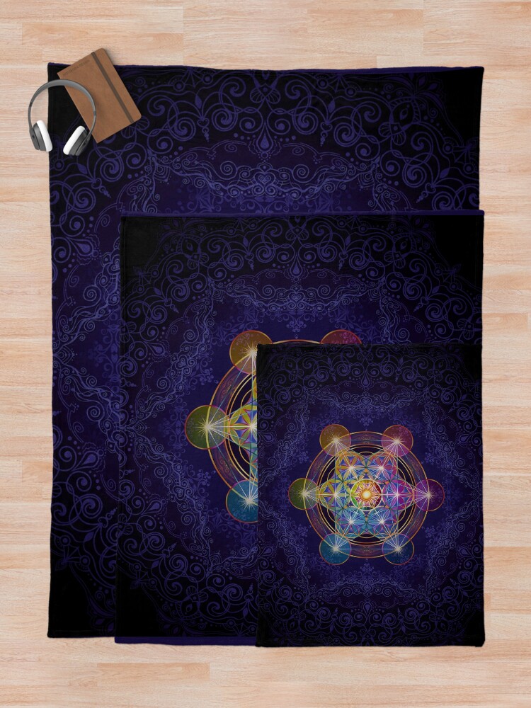 Alternate view of Metatron's Cube Merkabah Throw Blanket