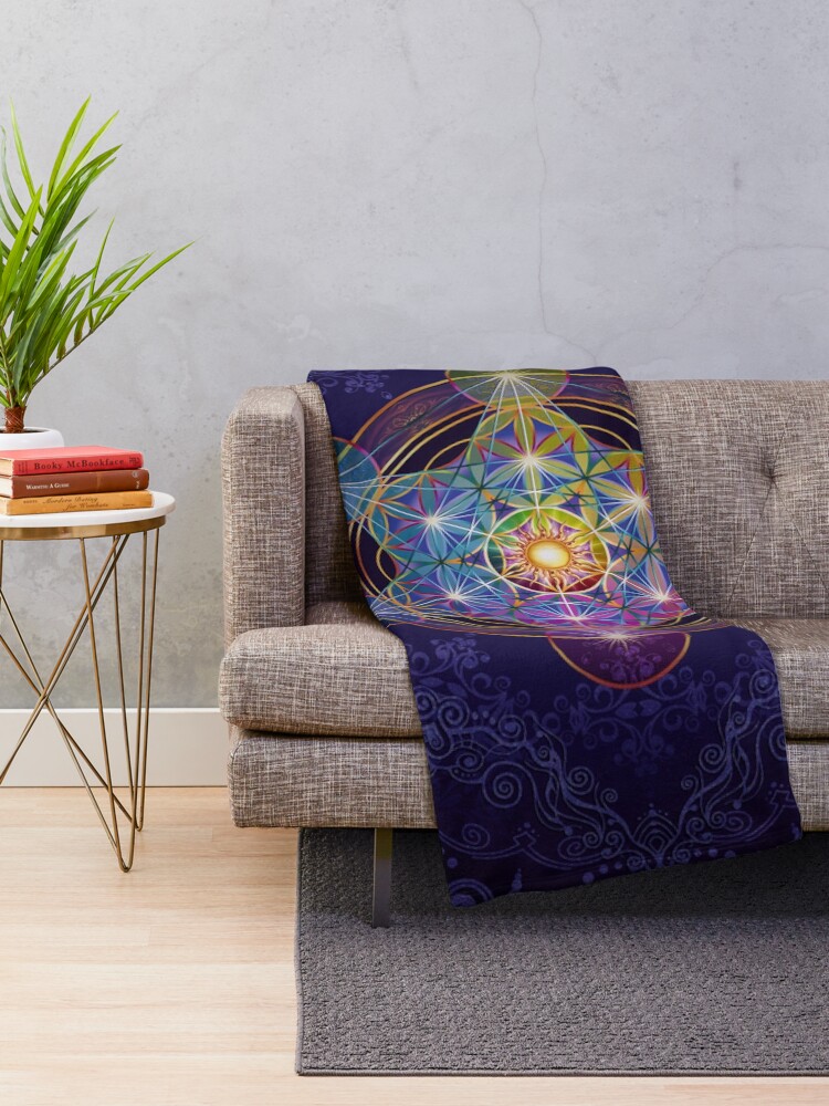 Alternate view of Metatron's Cube Merkabah Throw Blanket