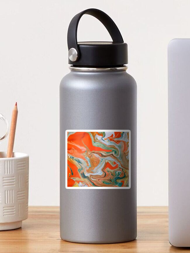 Sticker, Abstract Art- Title "Orange Granite" designed and sold by Emily Gartner