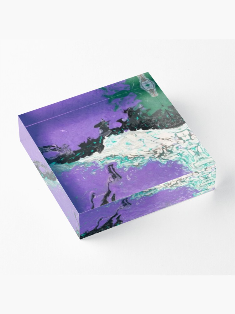 Alternate view of Abstract Painting-"Mardi Gras" Acrylic Block