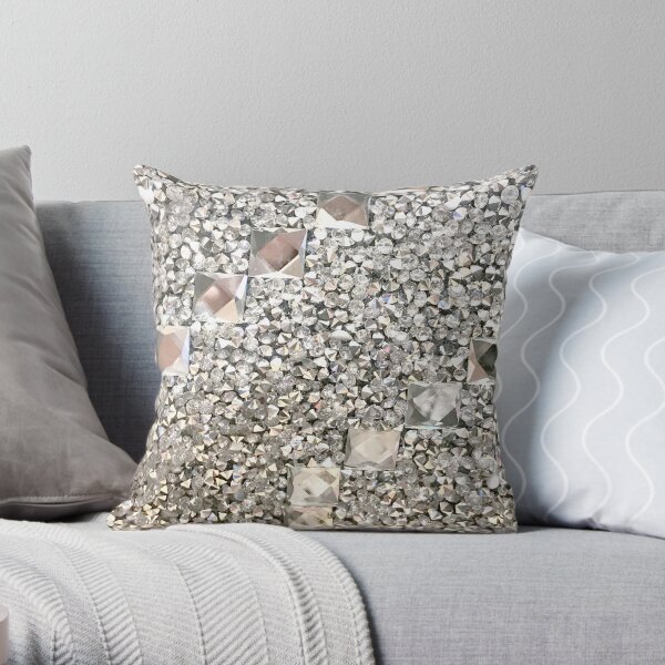(Faux) Diamond Chips and (Faux) Jeweled Pattern Throw Pillow