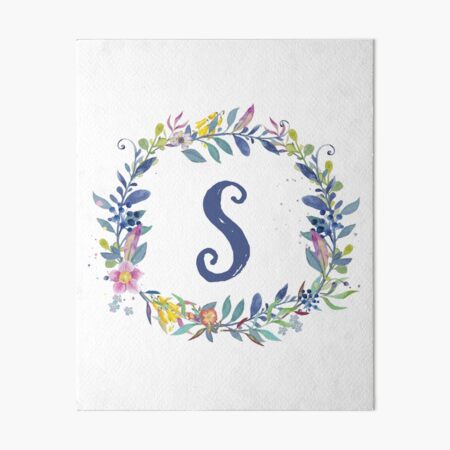 Personalized Monogram Initial Letter A Blue Watercolor Flower