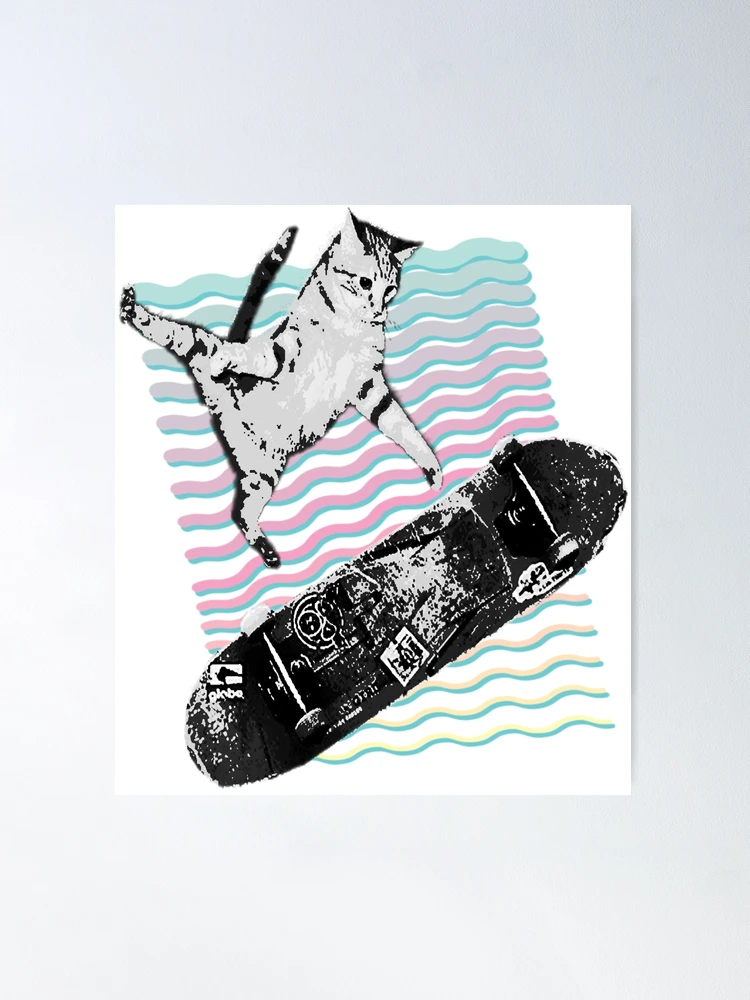 Cat Skateboarding Vintage 90s Skateboard Shirt - Print your