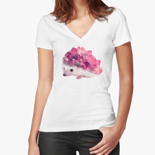 Lucky Mineral hedgehog by Alice Monber Fitted V-Neck T-Shirt