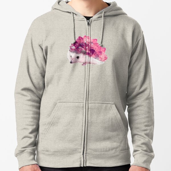 Lucky Mineral hedgehog by Alice Monber Zipped Hoodie