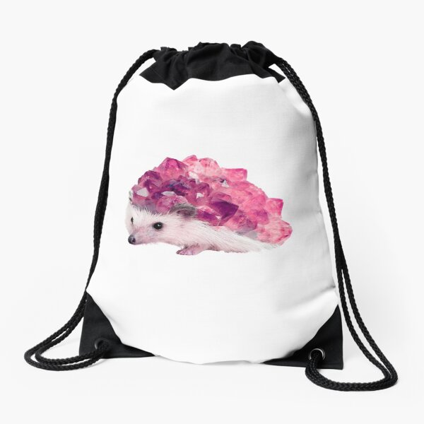 Lucky Mineral hedgehog by Alice Monber Drawstring Bag