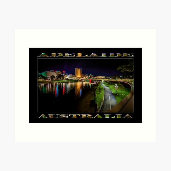 Item preview, Adelaide Riverbank at Night IV (poster on black) designed and sold by Ray's Photos & Art.