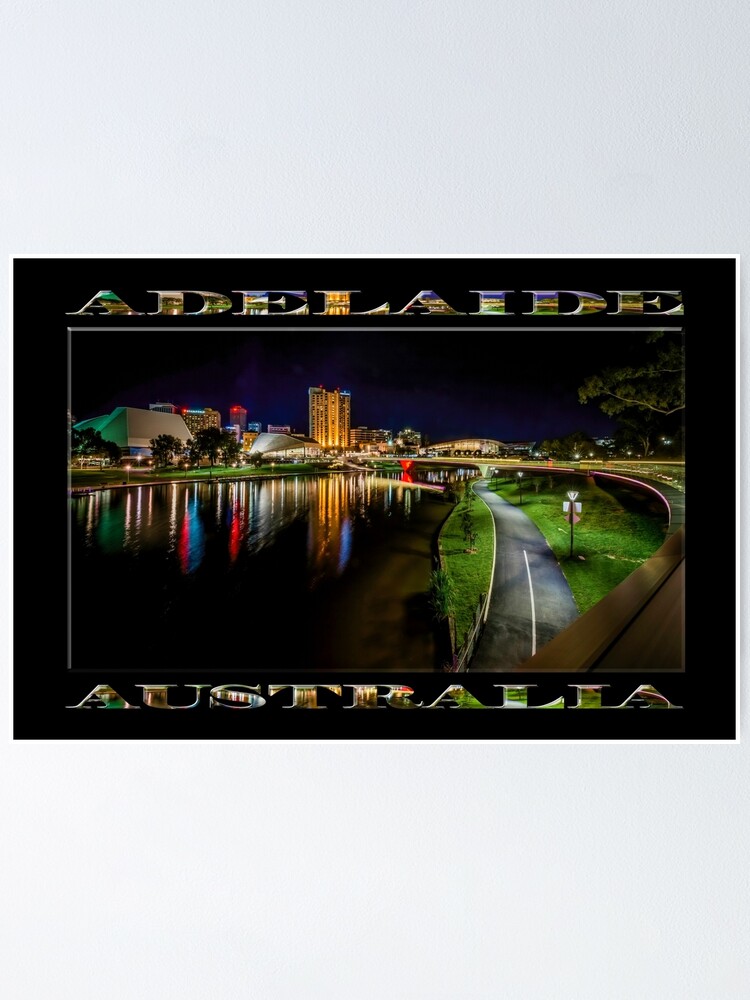 Alternate view of Adelaide Riverbank at Night IV (poster on black) Poster