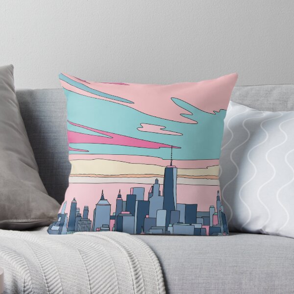 City sunset by Elebea Throw Pillow