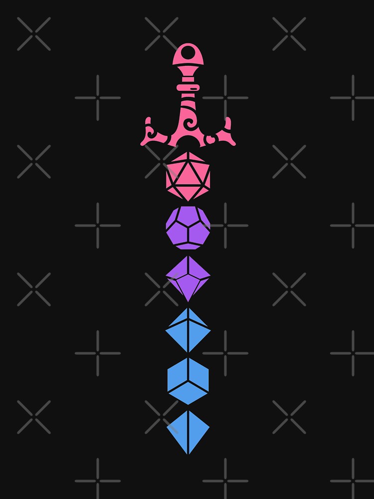 Colorful Polyhedral Dice Set Sword Roleplaying and Larping Tabletop RPG by pixeptional