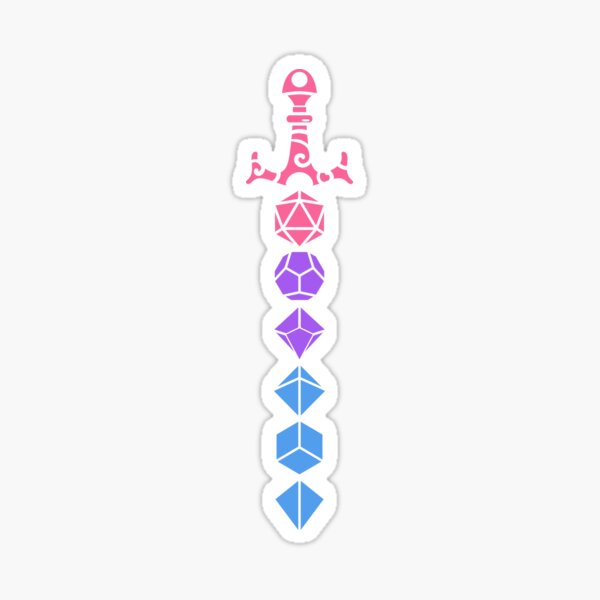 Item preview, Colorful Polyhedral Dice Set Sword Roleplaying and Larping Tabletop RPG designed and sold by pixeptional.