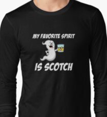 My Favorite Spirit Is Scotch Funny Ghost Cartoon Long Sleeve T-Shirt