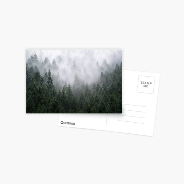 Item preview, Home Is A Feeling //  Misty Retro Fall Wilderness Fairytale Evergreen Forest With Trees Covered In Magic Fog Season designed and sold by Tordis Kayma.