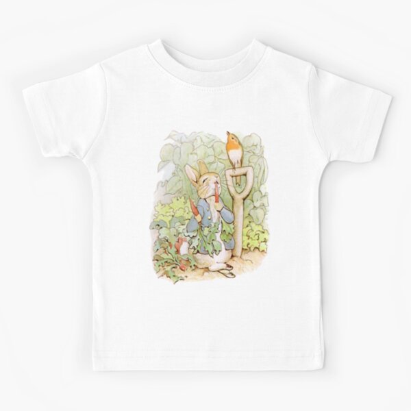 PETER RABBIT, Nursery Characters, Peter Rabbit, eating radishes, The Tale of Peter Rabbit. Kids T-Shirt