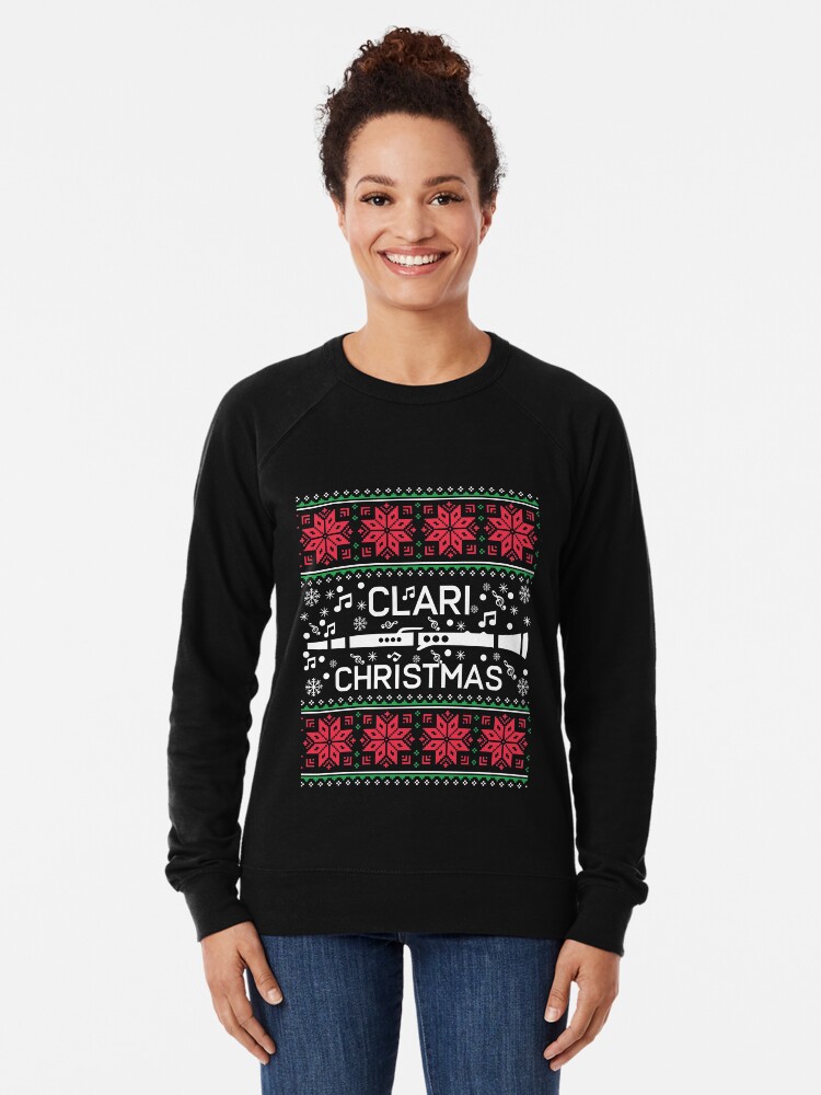 Clarinet Marching Band Ugly Christmas Sweaters Lightweight Sweatshirt