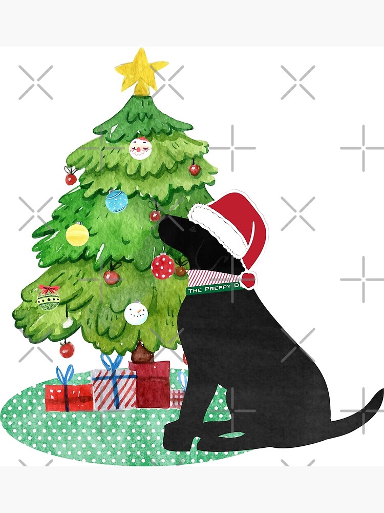 Night Before Christmas- Preppy Black Labs Greeting Card for Sale