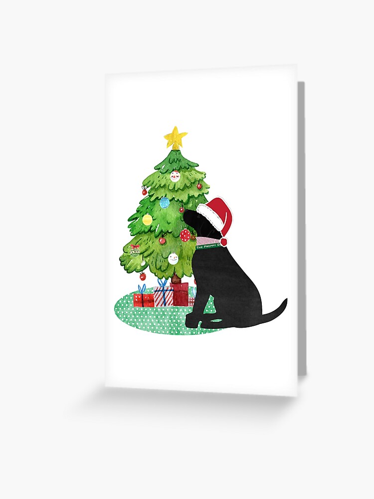 Night Before Christmas- Preppy Black Labs Greeting Card for Sale