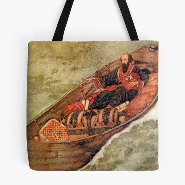 Item preview, Prospero and Miranda in the Boat - The Tempest - Edmund Dulac designed and sold by forgottenbeauty.