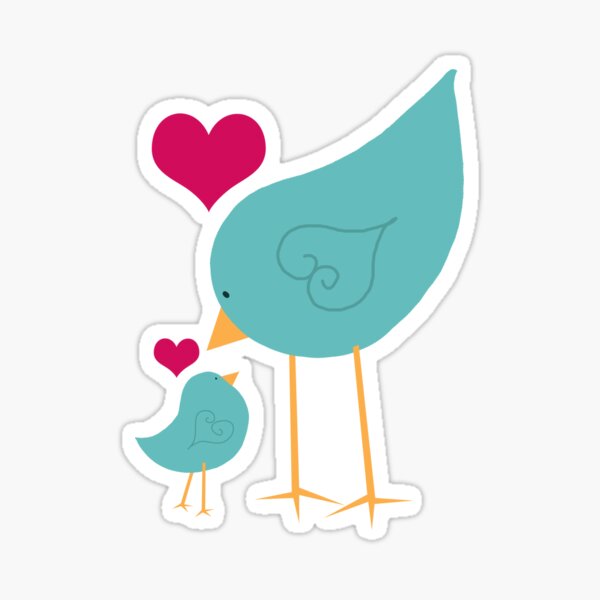 Momma and Baby Bird Love Sticker