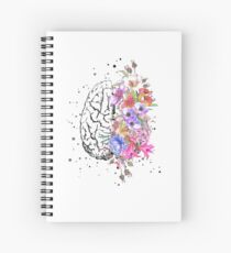 Gehirnanatomie, Aquarell Gehirn, Blumen Gehirn, Gehirn mit Blumen Spiralblock