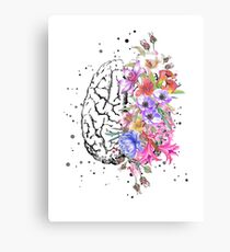 Brain anatomy, watercolor Brain, flowers brain, brain with Flowers Canvas Print