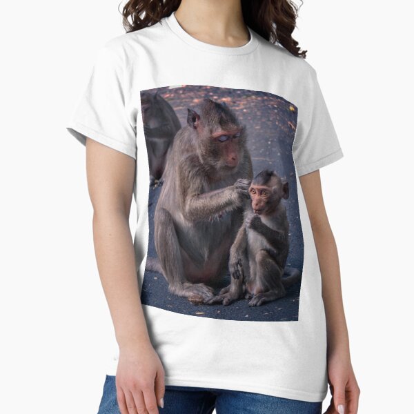 Mother and Baby Macaque Monkey Classic T-Shirt