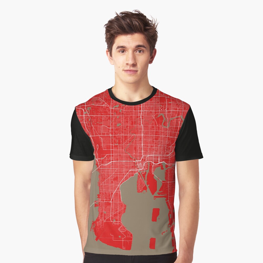 Tampa Bay Map In Buccaneers Colors T Shirt By Luvfrumabuv Redbubble